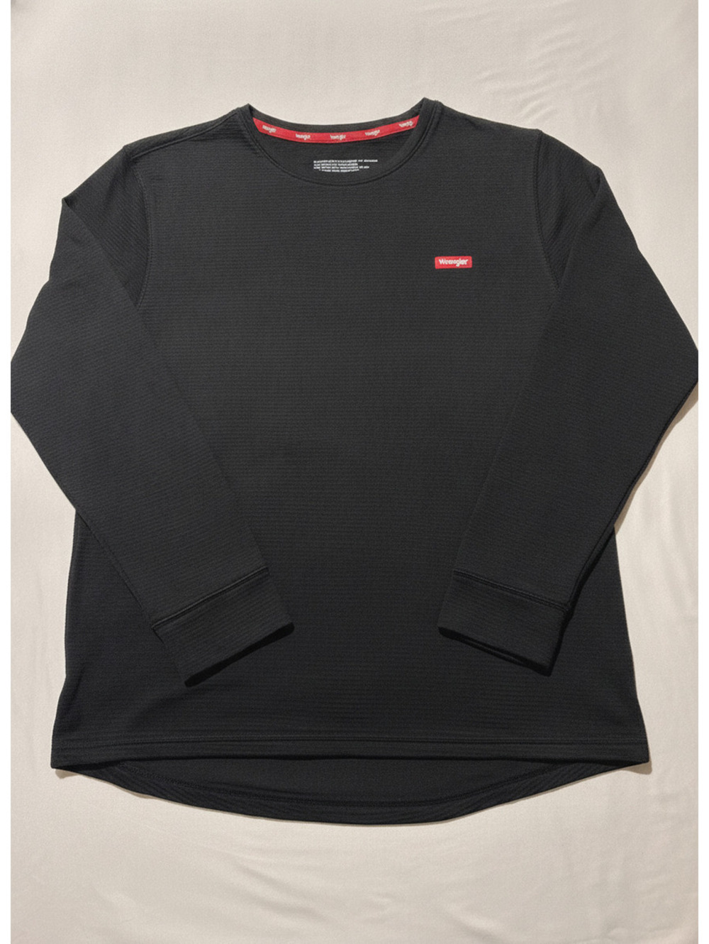 Wrangler Black Long Sleeve Crew Neck Shirt - Size Large, Com